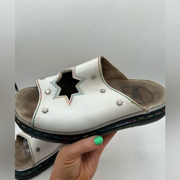 vintage Dr Marten Star Cut Out Studded Slides Made In England RAINBOW STITCHING - Picture 7 of 17